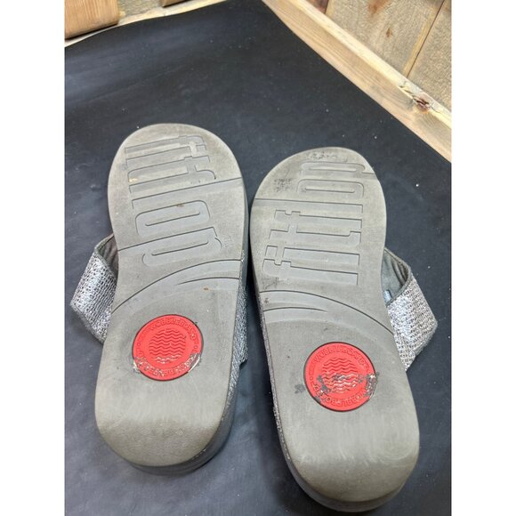 Fitflop Womens Glitter Strap Sandals Size 10 Gray & Silver Comfortable Slip-On F - Picture 8 of 10
